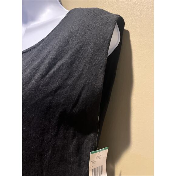 NWT Anne Klein Black Sleeveless Tank Sz L Silk Cotton Blend Round Neck - Picture 4 of 11